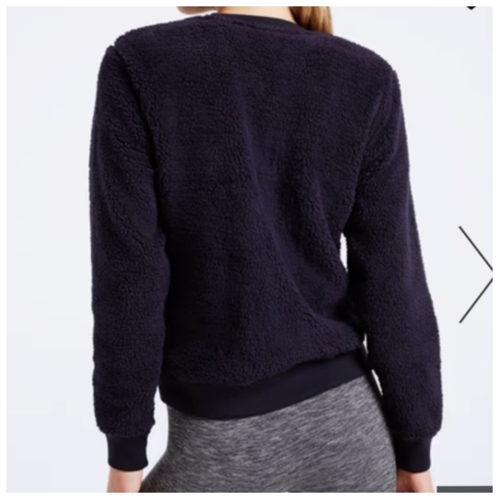 Tory Sport Sherpa Fleece Pullover in Navy Blue Size Small - Picture 2 of 5